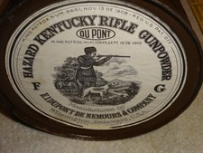 VINTAGE ORIGINAL HAZARD KENTUCKY RIFLE GUNPOWDER METAL DUPONT HERCULES CAN SIGN picture