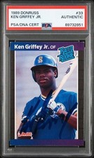 Graded 1989 Donruss Ken Griffey Jr #33 RC Baseball Card PSA Authentic Auto picture