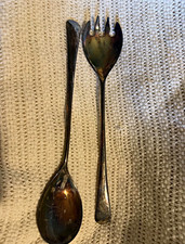 Vintage J.B. Prince Salad Serving Set 2 Pc Stainless Steel Spoon & Fork Utensils picture