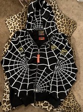 SUPREME X VANSON LEATHERS SPIDER-MAN ZIP UP HOODED SWEATSHIRT BLACK  SS26 picture