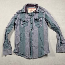 Vintage True Religion shirt Mens Small Grey Green Section Super T Striped picture