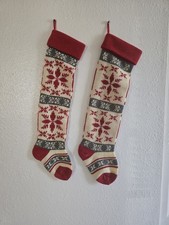 Set of 2 Unbranded knitted Stockings LONG 28 in. Christmas picture