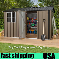 GARVEE 10x8FT Outdoor Metal Storage Shed,Galvanized Steel, Lockable,Weatherproof picture