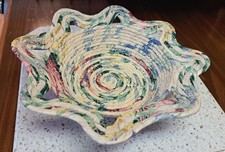 Vintage Handcrafted Country Style Floral Braided Fabric Basket 11