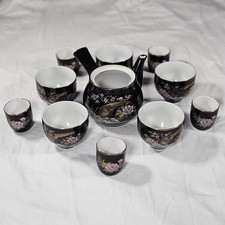 Gorgeous Vintage Japanese Kyusu Tea Set | Black | 11 Piece Set picture