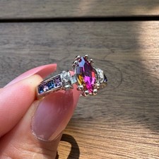 Barbie Rink Violet Sapphire Silver 925 Plated Ring picture