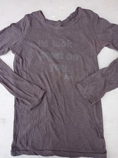 Vintage Y2K Abercrombie & Fitch Graphic Long Sleeve Shirt Gray Slogan Womens S picture