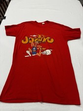 Vintage 1982 Joe King Graphic T-Shirt Red Cartoon Print Short Sleeve Retro Tee picture