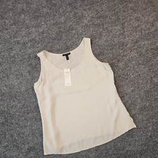 NWT Eileen Fisher Bone Silk Georgette Scoop Neck Tank Top $188 XS picture