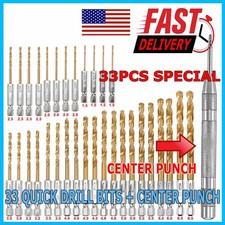 32PCS Drill Bit Set Titanium Coated HSS High Speed Steel Hex Shank Quick Change picture
