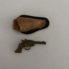 Vintage  MINIATURE PISTOL GUN REVOLVER In Leather Holster picture