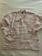 Womens Talbots Pink and White Stripe V neck Sweater XL  Acrylic & Polyester picture