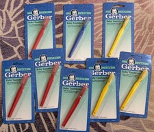 Vintage 1991 Gerber Baby Toothbrush Lot Of 8 Red Yellow Blue picture