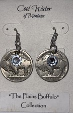 Vintage Authentic Cull Buffalo Nickel Jewelry Crystal Dangle Wire Earrings Women picture