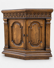Vintage Carved Wood Corner Cabinet Sideboard Buffet Arched Panels picture