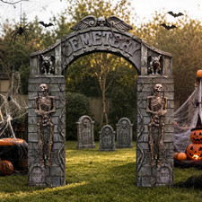 7 Pcs Halloween Cemetery Archway Tombstones Skeleton Set Cemetery picture