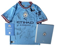 MULTI SIGNED Rare Man City Authentic TREBLE 2023 Full Squad Shirt CLUB COA & BOX picture