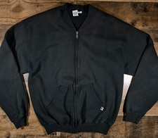 Vintage Russell Athletic Sweatshirt Mens Large Black Full Zip 90s Made In Mexico picture