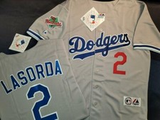 11111 Los Angeles Dodgers TOMMY LASORDA 1988 World Series Baseball Jersey GRAY picture