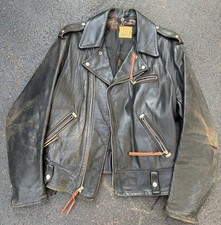 VTG Northeaster Flying Togs Beck Horsehide Moto Jacket Tasseled Zippers See Pics picture