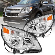 For 2010-2015 Chevy Equinox LS / LT Halogen Chrome Headlights Pair W/ Bulbs picture