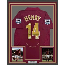 Framed Autographed/Signed Thierry Henry 35x39 Arsenal Red Jersey BAS COA picture