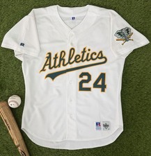 Rickey Henderson Oakland Athletics 1993 Vintage Authentic MLB Baseball Jersey 48 picture