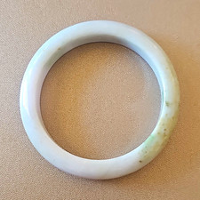 Jade Bangle Bracelet White/Green China Origin with Certificate/ID Card picture
