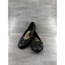 Born Julianne Black Leather Knotted Ballet Flats W32114 Women Sz 8.5 M picture