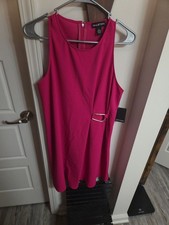 Halston Women's Pink Sleeveless Shift Dress with Gold Tone Buckle Detail - Sz 12 picture