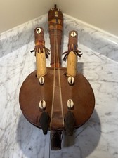 Vintage African Gourd Guitar From Ghana Hand Carved Folk Art picture