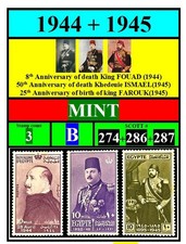 EGYPT stamps-1944+1945-B-FREE SHIP-MINT-ANNIVERSARIES ISMAEL+FOUAD+FAROUK-scott picture