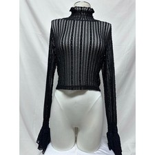 Killstar Sheer High Neck Ruffle Sleeve Eyelet Lace Top Plus Size XXL picture