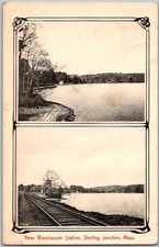 Antique 1909 Postcard Near Waushacum Station Sterling Junction, MA Mass Railroad picture
