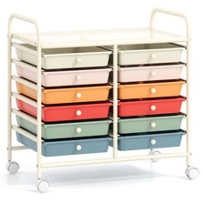 Costway 12 Drawers Rolling Storage Cart for Home and Office-Macaron - Color: Mac picture