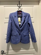 Boden Elizabeth British Tweed Blazer Size US 6R Blue Herringbone picture