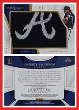 2017 Immaculate Dansby Swanson Materials Socks Relic /6 Rookie Year Braves picture