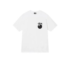 Stussy 8-Ball T-Shirt White Black Size L New Men's Short Sleeve Skate Tee picture
