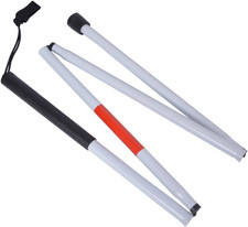 Baitaihem Folding Blind Cane Reflective Red Folding Walking Stick for Vision Imp picture