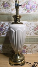  Regency Mid-Century Vintage STIFFEL Brass/ CREAM Porcelain Lamp NICE  picture
