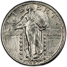 1927-P PCGS UNC Standing Liberty Quarter | Blast White | 40th Anniversary Label picture