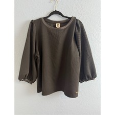 NWT Anne Klein Women's Black Puff-Sleeve Long Sleeve Top Size XL picture