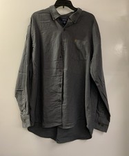 Izod Mens Solid Grey Button Down Long Sleeve Dress Shirt In XxL picture