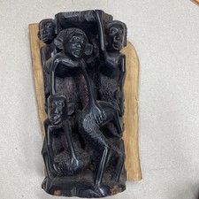 Makonde Vintage Ujamaa Tree Of Life Hand Carved Wood 9” picture