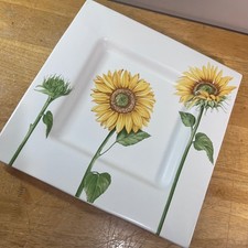 Villeroy & Boch Flora Summerfield Platter Square White Yellow Sunflower Vtg picture