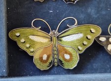 Vintage Hroar Prydz 925 (Testing 88%) Silver Enamel Butterfly Brooch - 8.6g picture