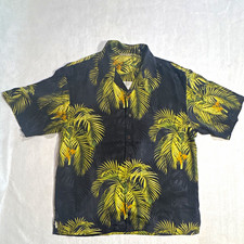 Tommy Bahama Men’s L Black Yellow Green Silk Twill Tropical SS Button-Up Shirt picture