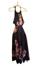 COMMENSE (NWT) Floral Print Halter Neck Dress Cut-Out Black Maxi Gown size 10 picture