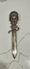 Vintage Heavy 142 G. Peruvian .900 Silver Letter Opener Dagger Inca Deity 5oz picture