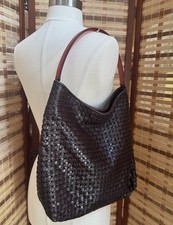 Vintage Cole Haan Woven Leather Shoulder Bag Brown Unique Rare picture